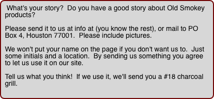 What's your story?&nbsp;&nbsp;Do